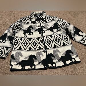 Vintage Black and White Horse Pattern Jacket. READ DESCRIPTION
